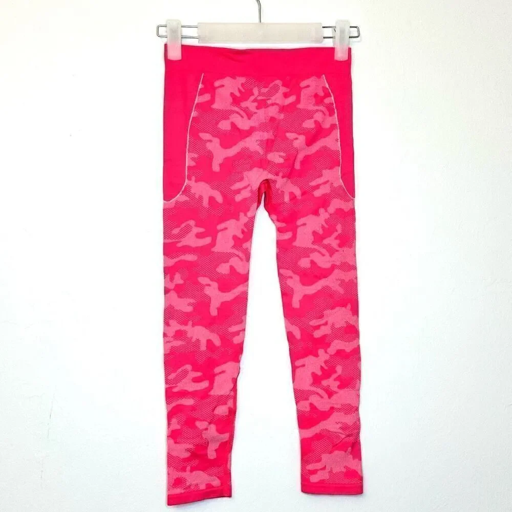 Slalom Camo Girls Midweight Performance Base Layer Pull-on Bottom Pink Medium/8